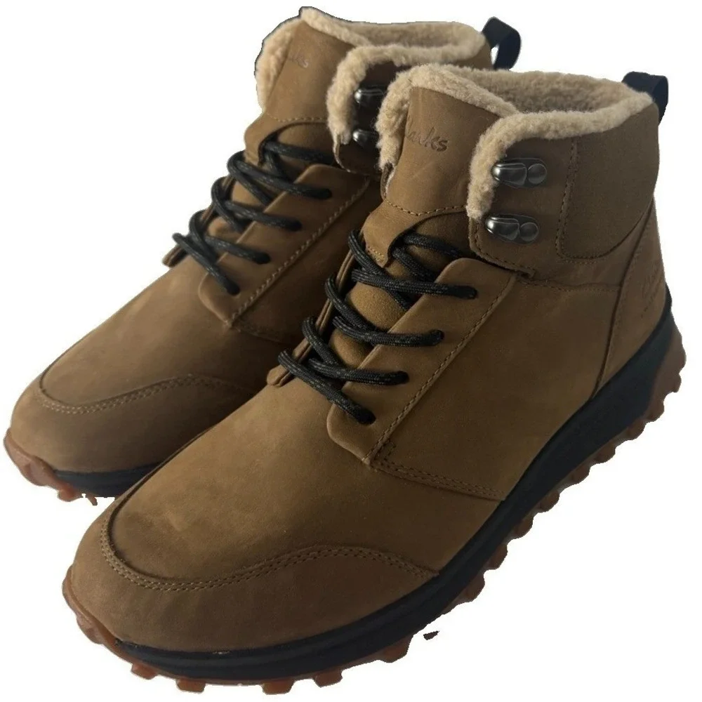 Clarks Men's ATL Trek Up Wp Hiking Boots Leather Upper Dark Sand Size 8.5 New
